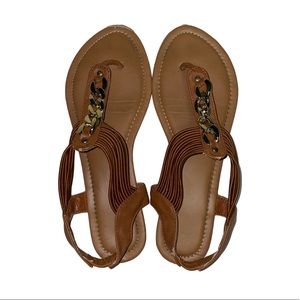 Lynx T Strap Sandal - Brown - Size 8